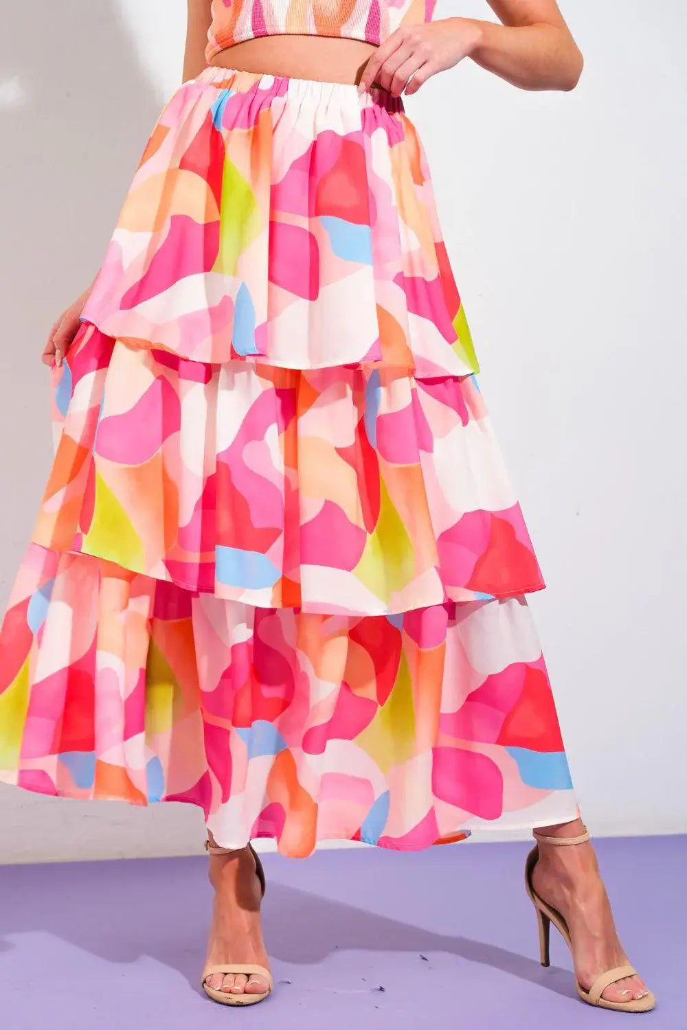 ABSOLUTE EDGE PINK WOVEN TOP AND SKIRT - Flying Tomato - Flyclothing LLC