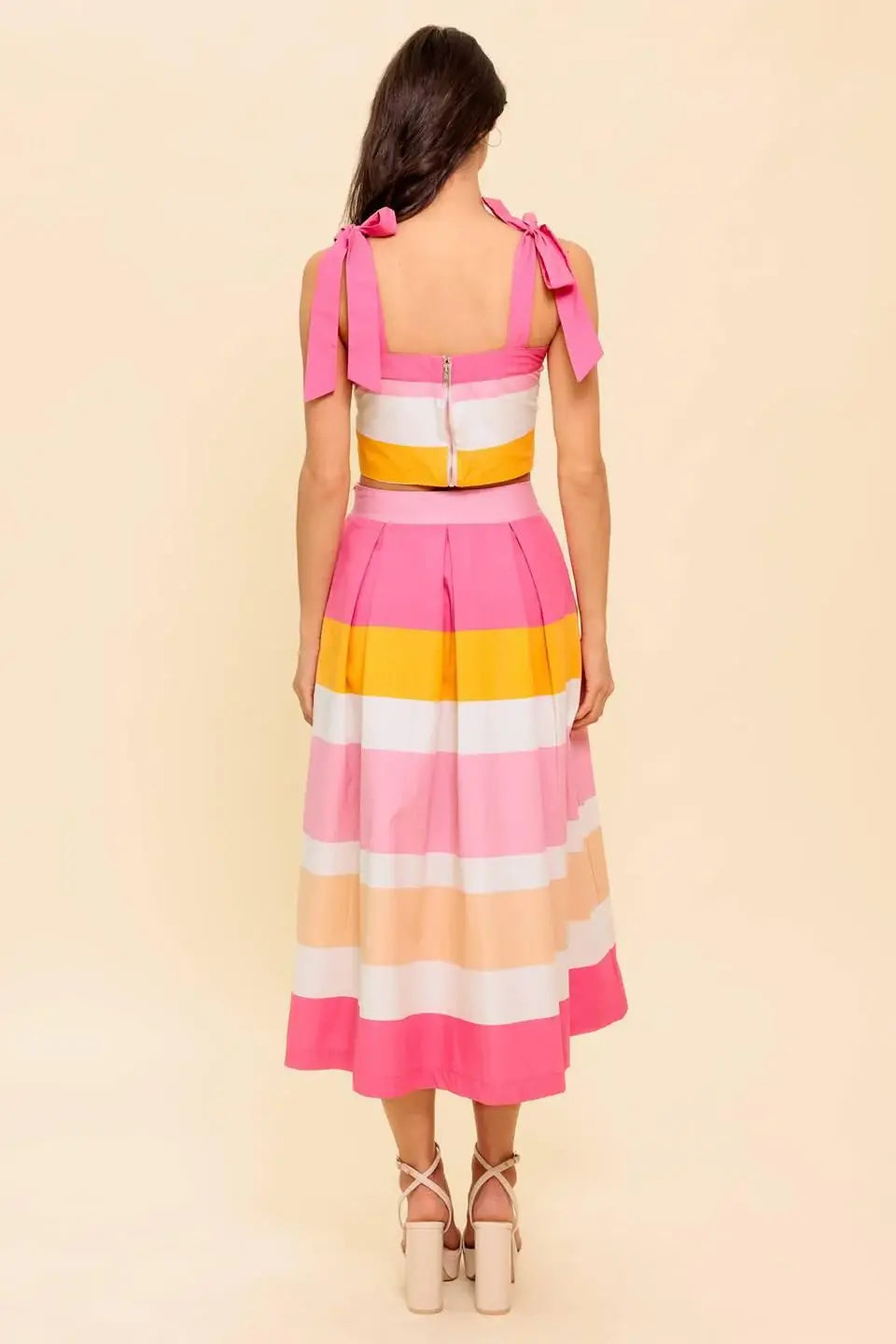 THE SPACE BETWEEN PINK WOVEN TOP AND SKIRT SET - Flying Tomato - Flyclothing LLC