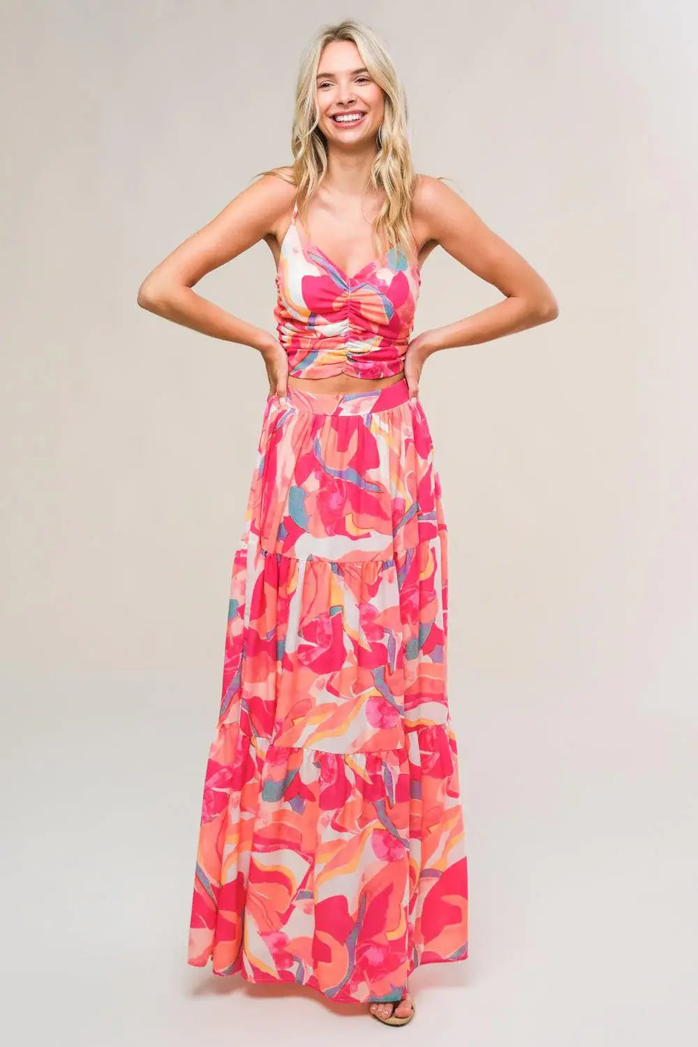 ROMANTICALLY SPEAKING WOVEN TOP AND SKIRT SET - Flying Tomato - Flyclothing LLC