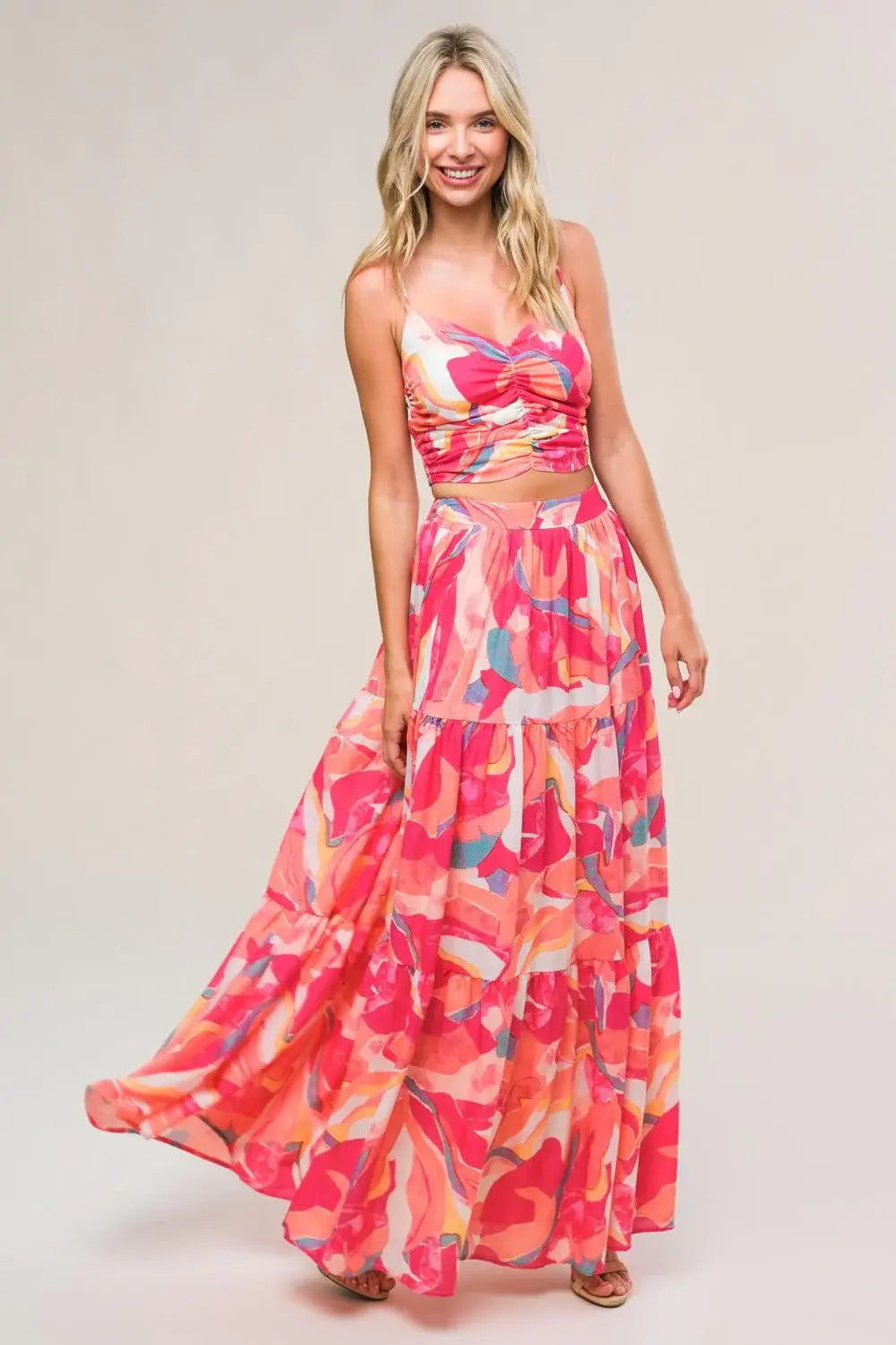ROMANTICALLY SPEAKING WOVEN TOP AND SKIRT SET - Flying Tomato - Flyclothing LLC