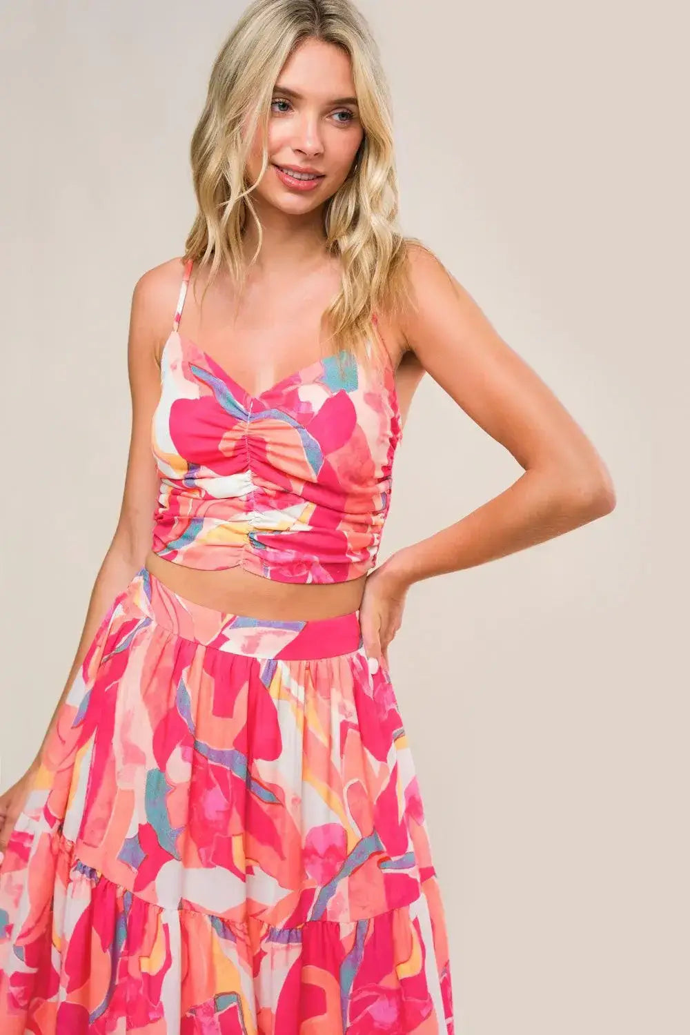 ROMANTICALLY SPEAKING WOVEN TOP AND SKIRT SET - Flying Tomato - Flyclothing LLC