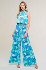 MARITIME MUSE WOVEN PLISSE TOP AND PANT SET - Flying Tomato - Flyclothing LLC