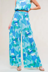 MARITIME MUSE WOVEN PLISSE TOP AND PANT SET - Flying Tomato - Flyclothing LLC