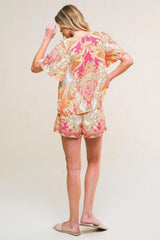 SCARLET SYMPHONY WOVEN TOP AND SHORT SET - Flying Tomato - Flyclothing LLC