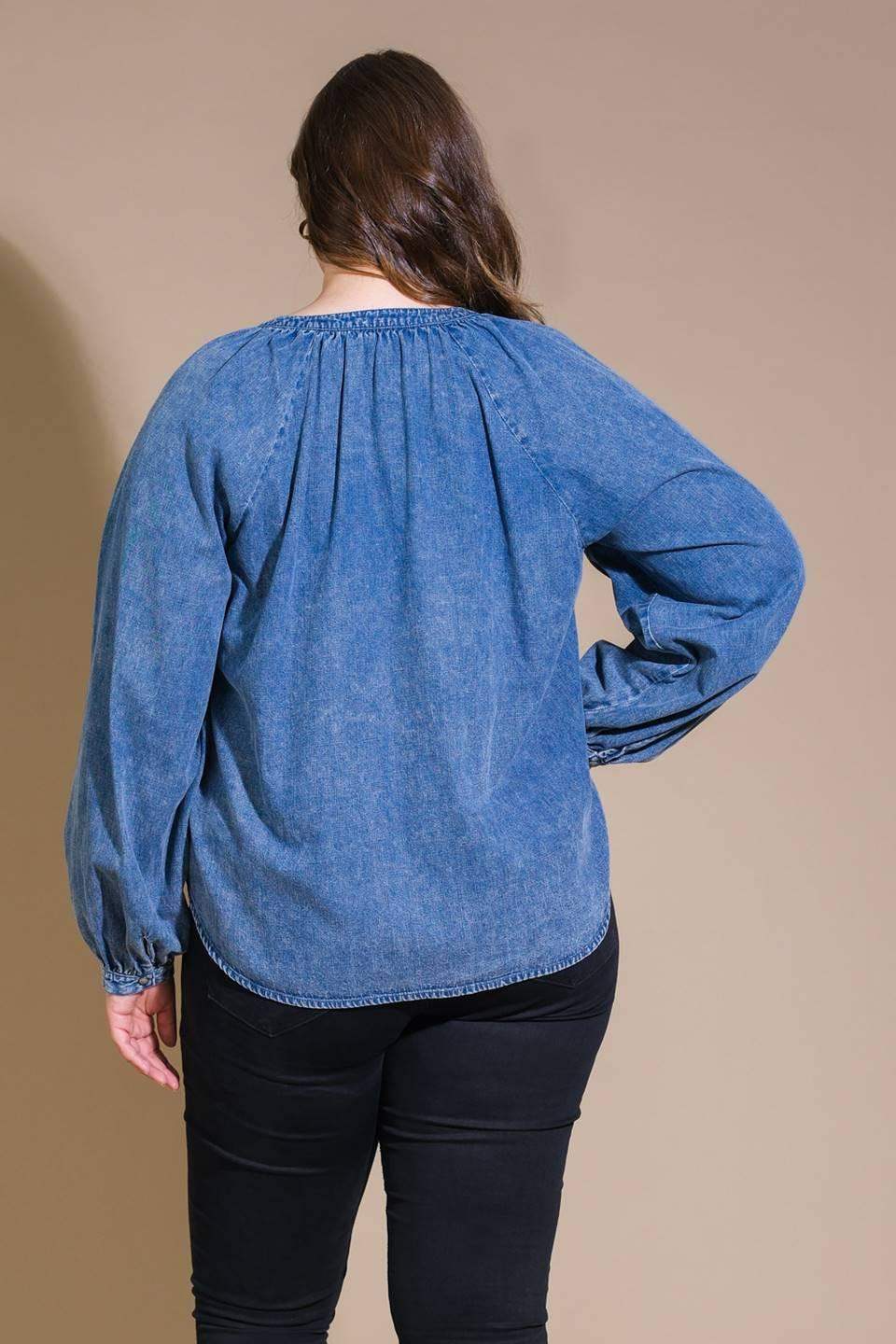 MUSING ABOUT YOU DENIM TOP - Flying Tomato - Flyclothing LLC