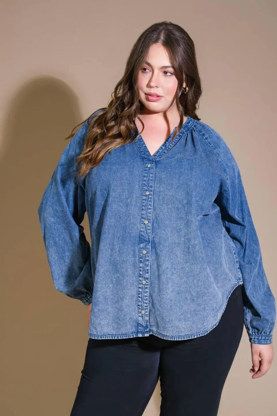 MUSING ABOUT YOU DENIM TOP - Flying Tomato - Flyclothing LLC