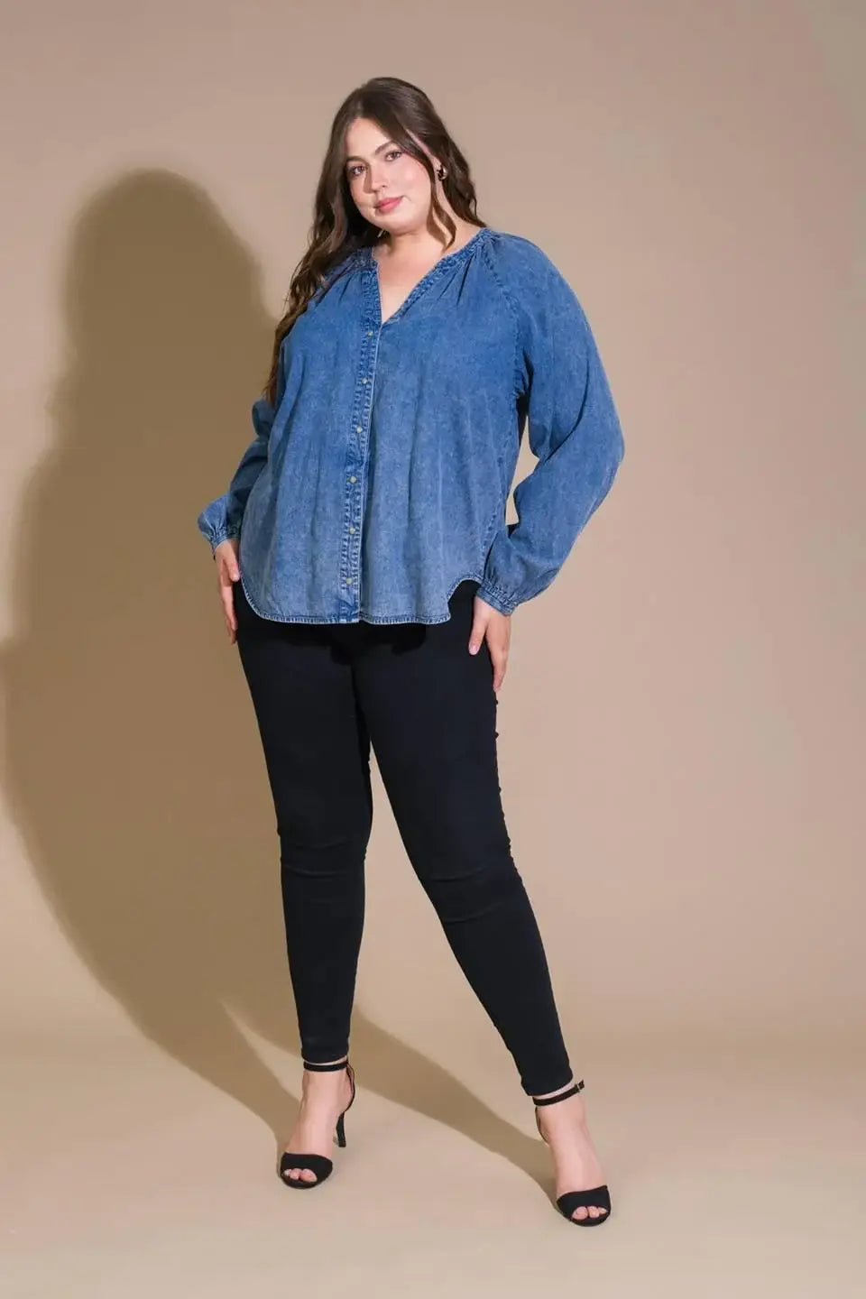 MUSING ABOUT YOU DENIM TOP - Flying Tomato - Flyclothing LLC