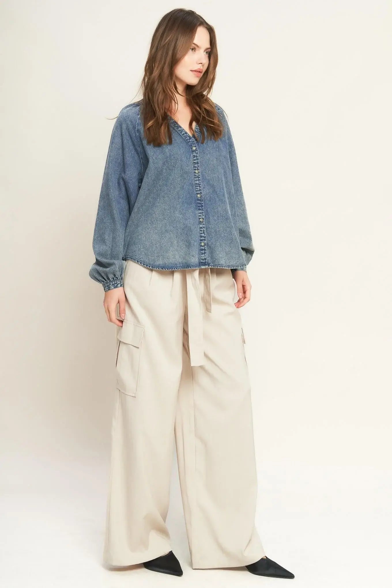 MUSING ABOUT YOU DENIM TOP - Flying Tomato - Flyclothing LLC