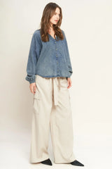 MUSING ABOUT YOU DENIM TOP - Flying Tomato - Flyclothing LLC