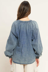 MUSING ABOUT YOU DENIM TOP - Flying Tomato - Flyclothing LLC