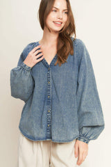 MUSING ABOUT YOU DENIM TOP - Flying Tomato - Flyclothing LLC