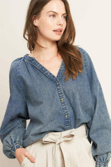 MUSING ABOUT YOU DENIM TOP - Flying Tomato - Flyclothing LLC