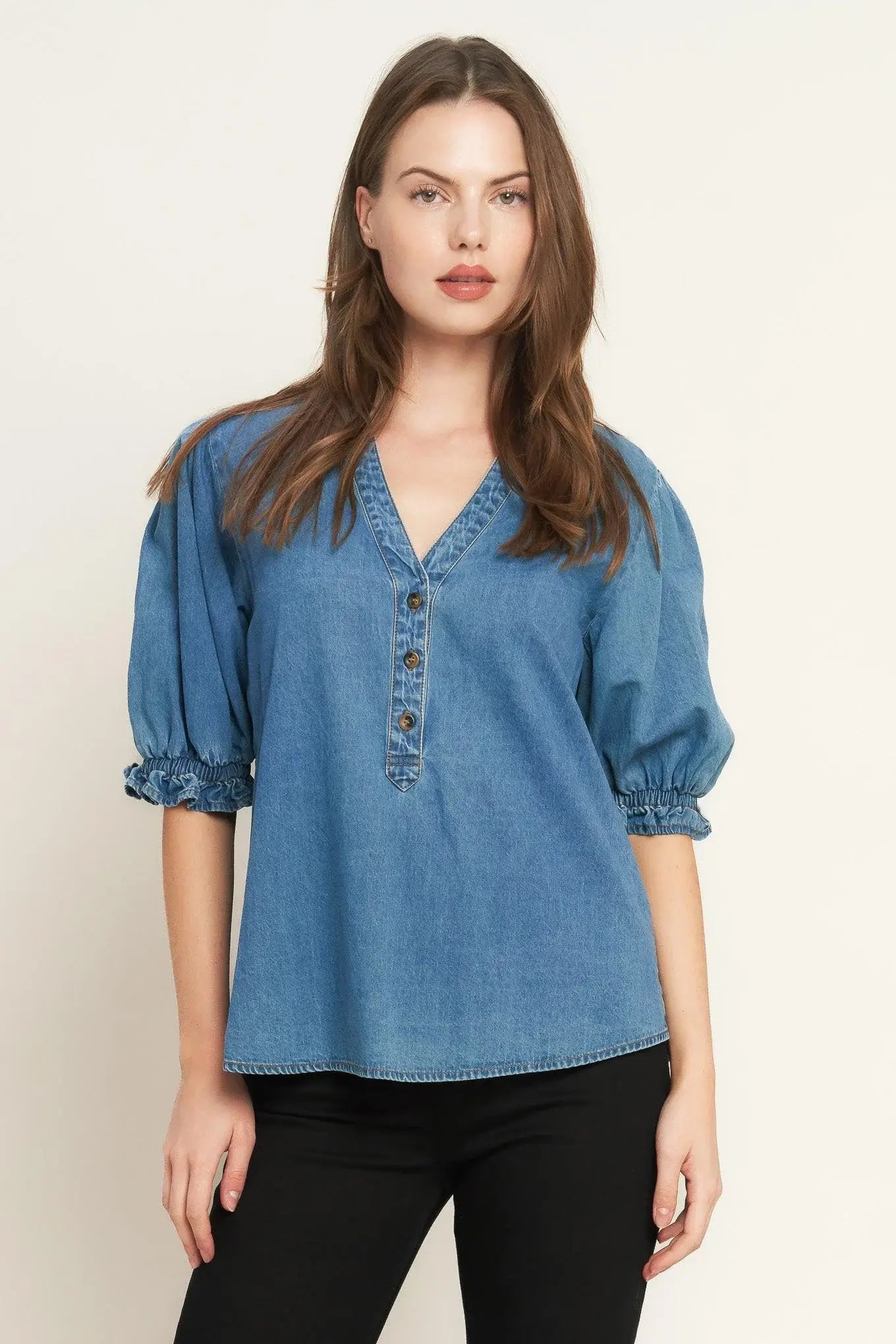 CLOSER TO YOU DENIM TOP - Flying Tomato - Flyclothing LLC