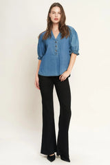 CLOSER TO YOU DENIM TOP - Flying Tomato - Flyclothing LLC
