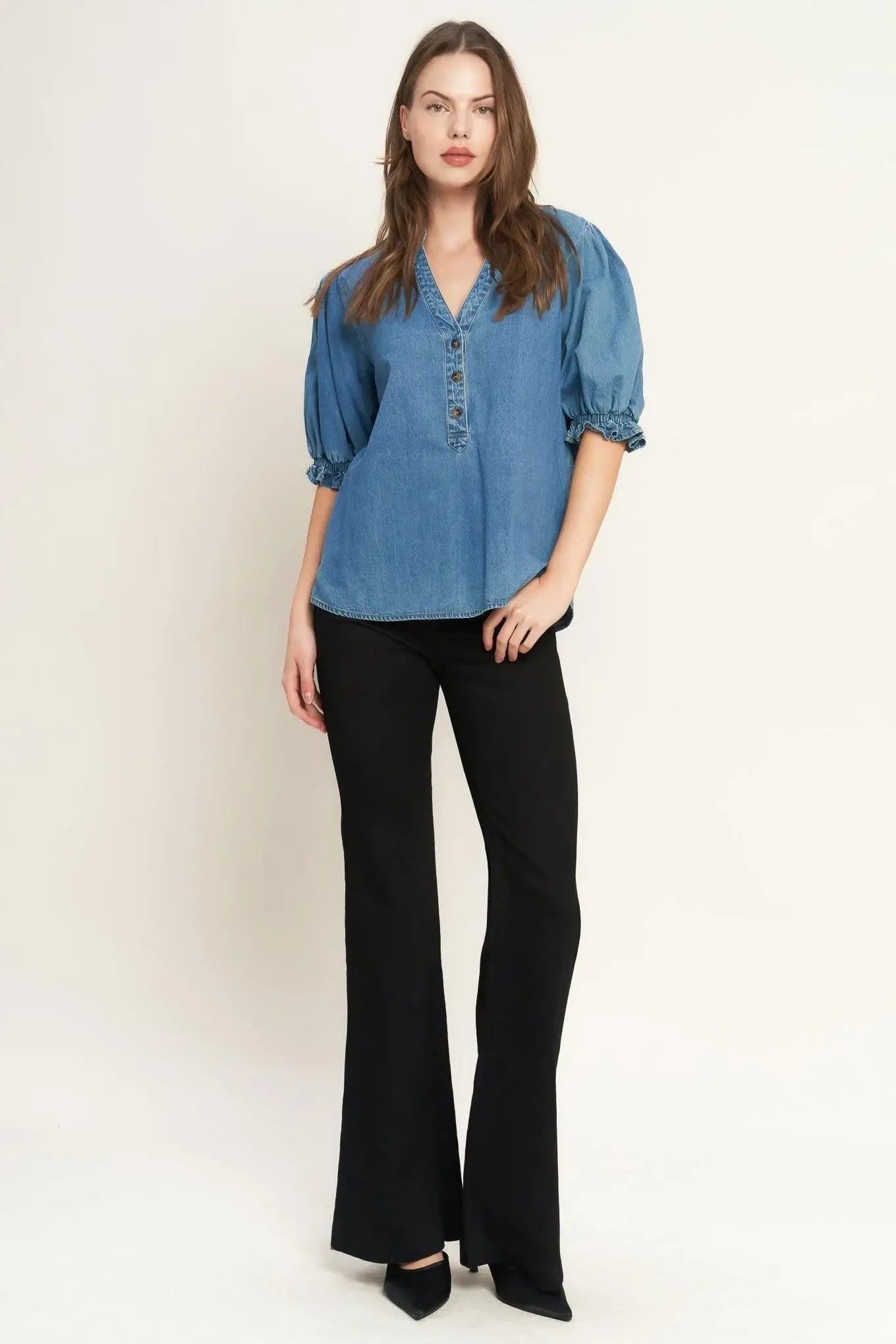 CLOSER TO YOU DENIM TOP - Flying Tomato - Flyclothing LLC