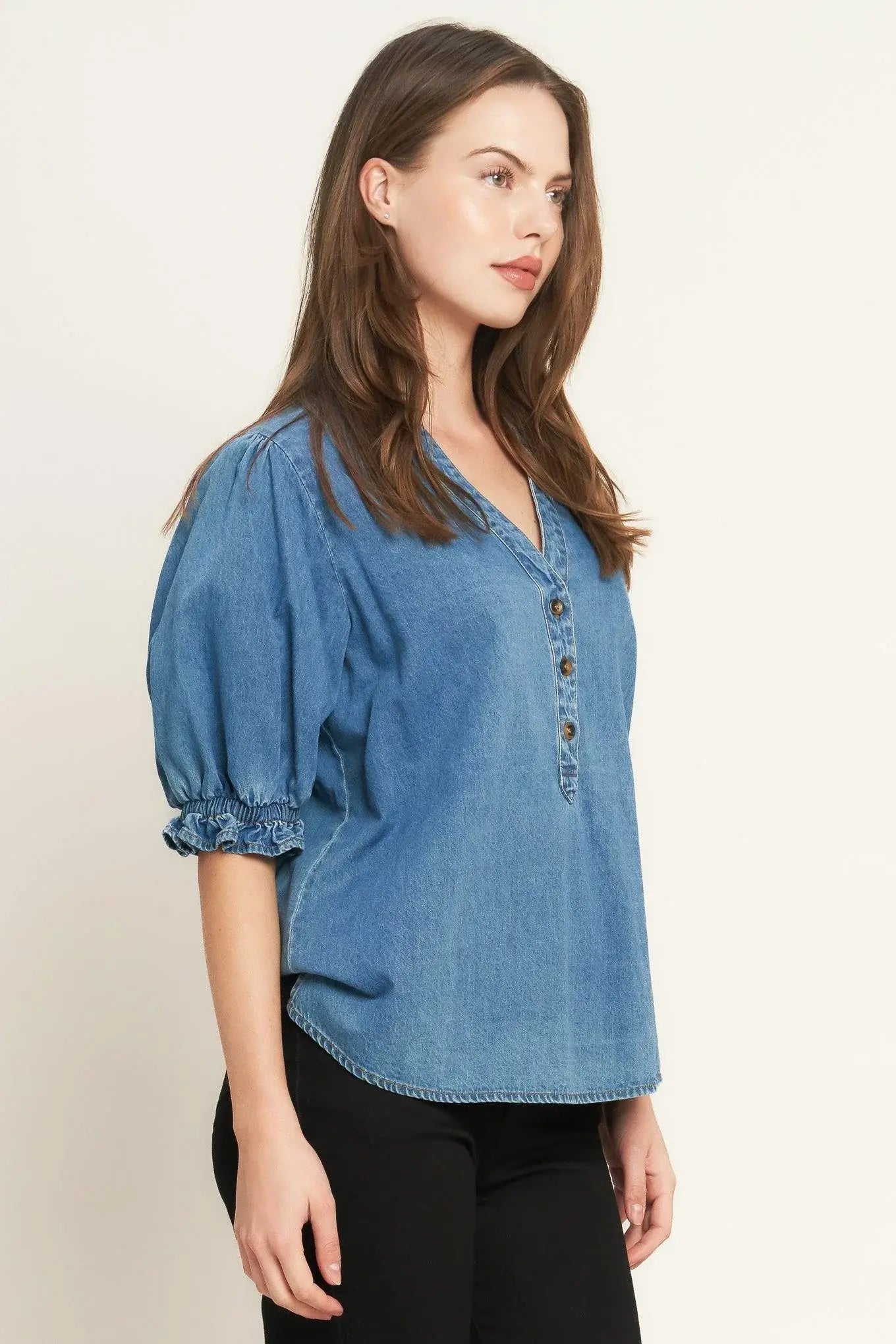 CLOSER TO YOU DENIM TOP - Flying Tomato - Flyclothing LLC