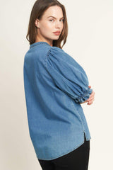 CLOSER TO YOU DENIM TOP - Flying Tomato - Flyclothing LLC