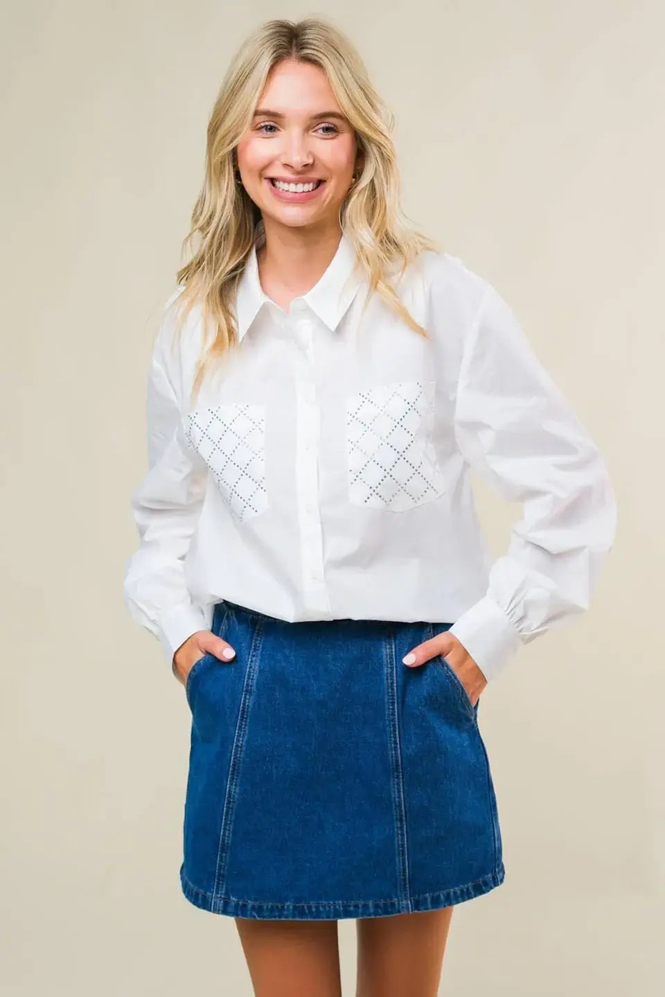 REFINED BREEZE BUTTON-UP TOP - Flying Tomato - Flyclothing LLC