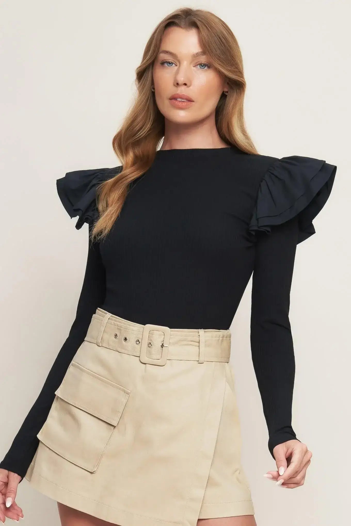HAPPIEST HERE BLACK KNIT TOP - Flying Tomato - Flyclothing LLC