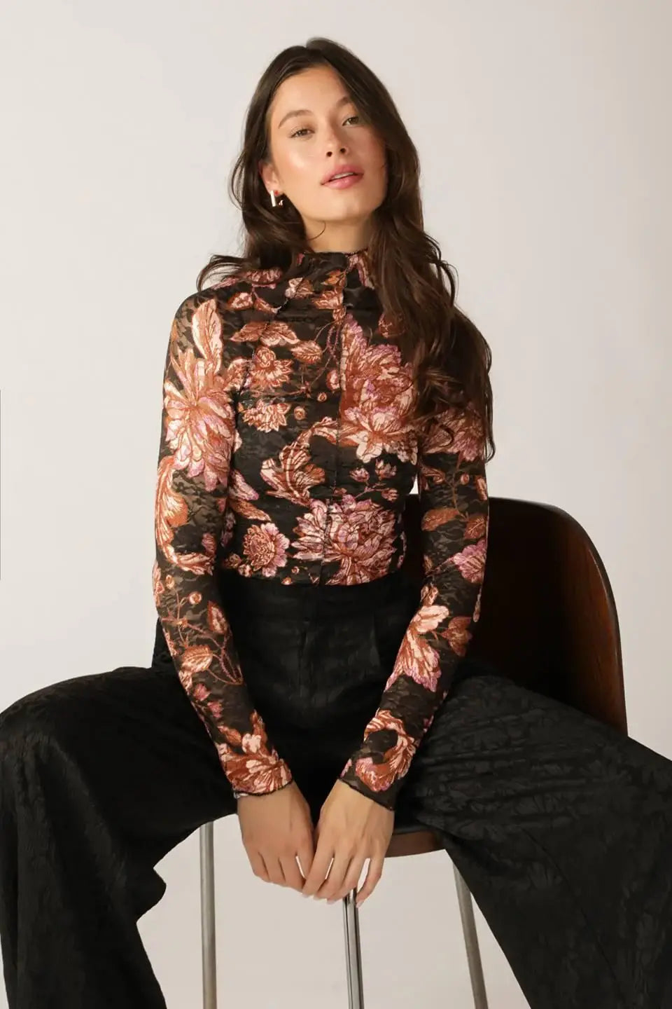 FIRESIDE CHATS STRETCH LACE TOP - Flying Tomato - Flyclothing LLC