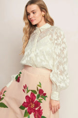 INCREDIBLE LOVE JACQUARD WOVEN TOP - Flying Tomato - Flyclothing LLC