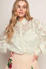 INCREDIBLE LOVE JACQUARD WOVEN TOP - Flying Tomato - Flyclothing LLC