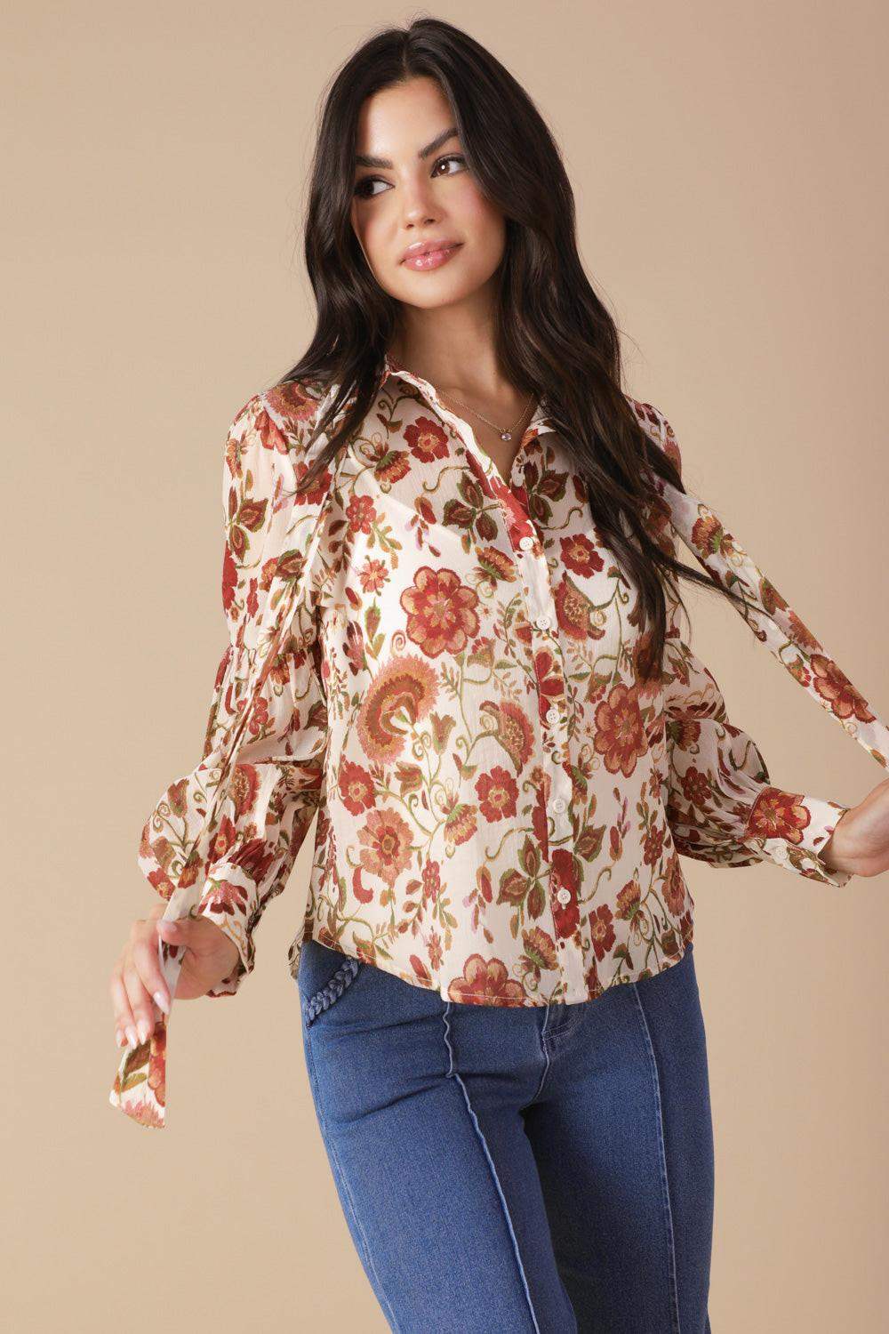 MEMORIES IN FOCUS WOVEN BLOUSE - Flying Tomato - Flyclothing LLC