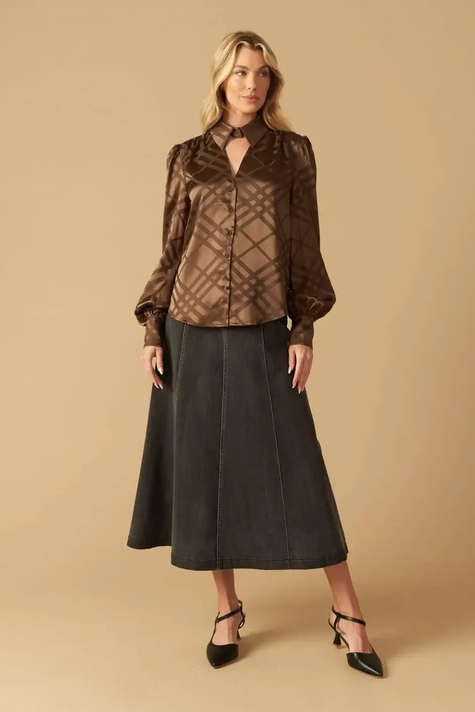 THE ART OF BALANCE WOVEN SATIN TOP - Flying Tomato - Flyclothing LLC