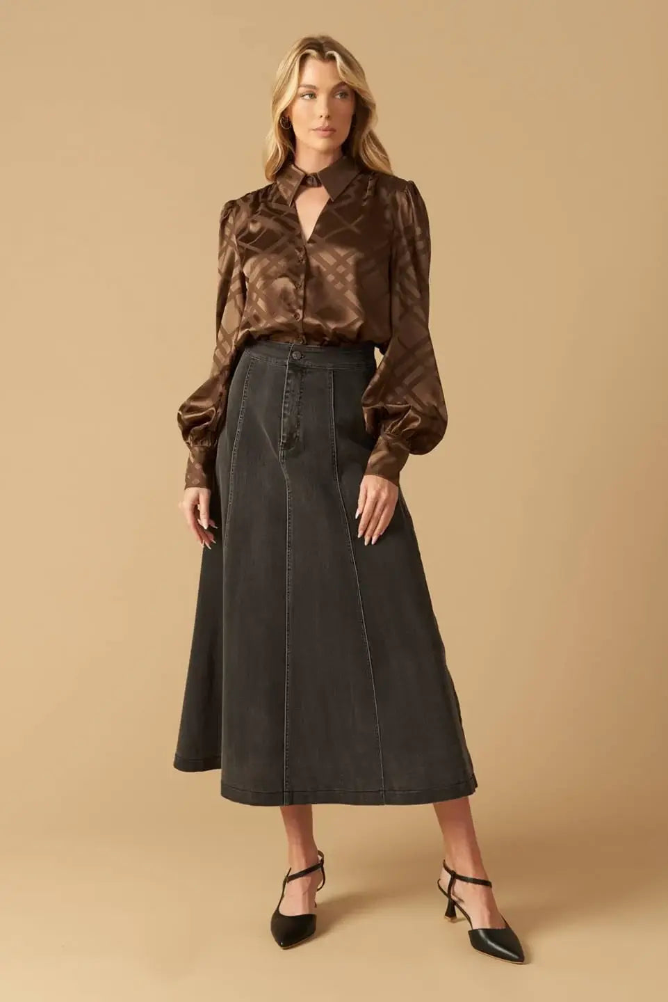 THE ART OF BALANCE WOVEN SATIN TOP - Flying Tomato - Flyclothing LLC