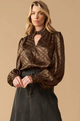 THE ART OF BALANCE WOVEN SATIN TOP - Flying Tomato - Flyclothing LLC