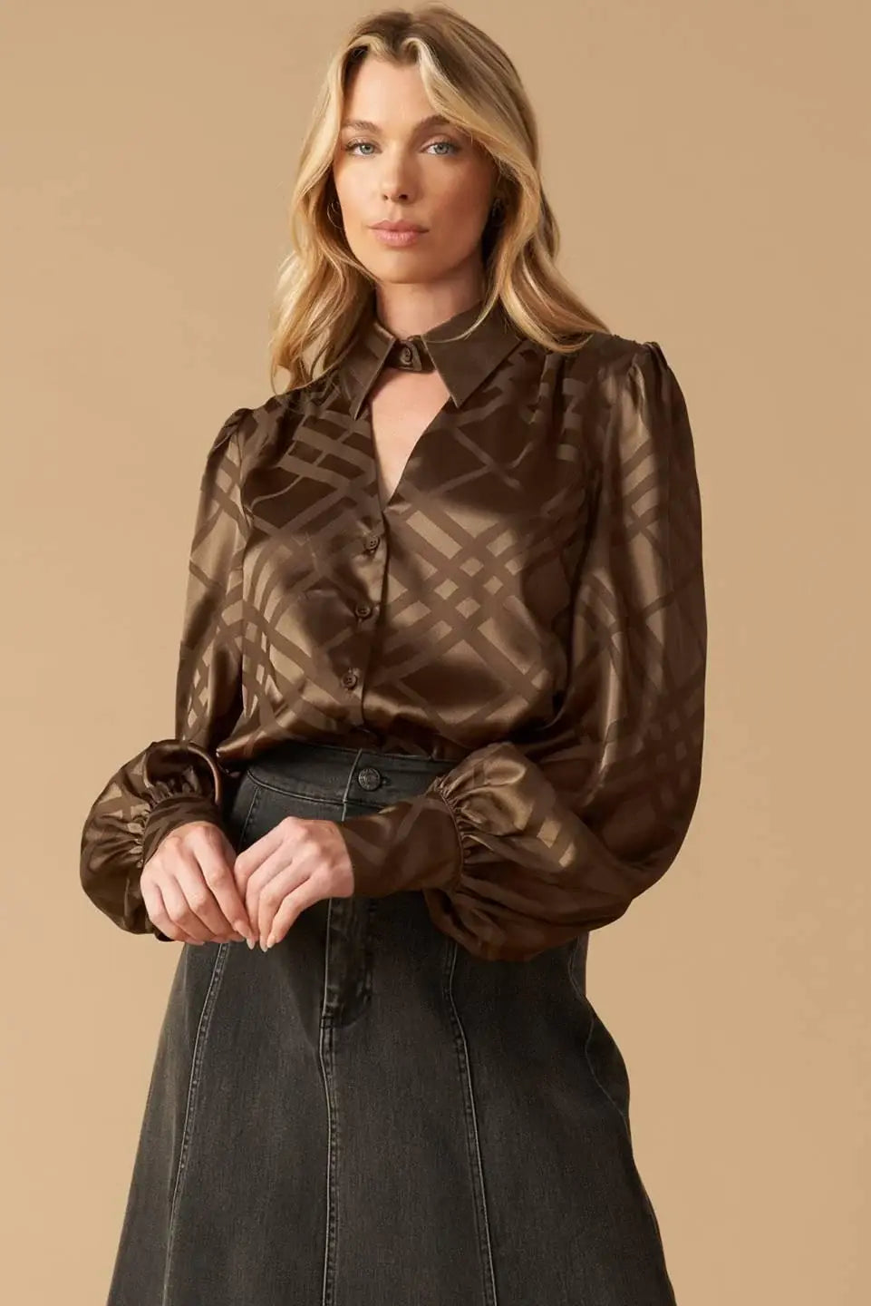 THE ART OF BALANCE WOVEN SATIN TOP - Flying Tomato - Flyclothing LLC