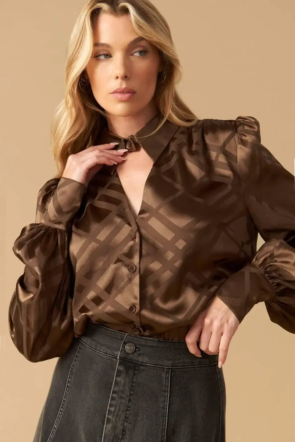 THE ART OF BALANCE WOVEN SATIN TOP - Flying Tomato - Flyclothing LLC