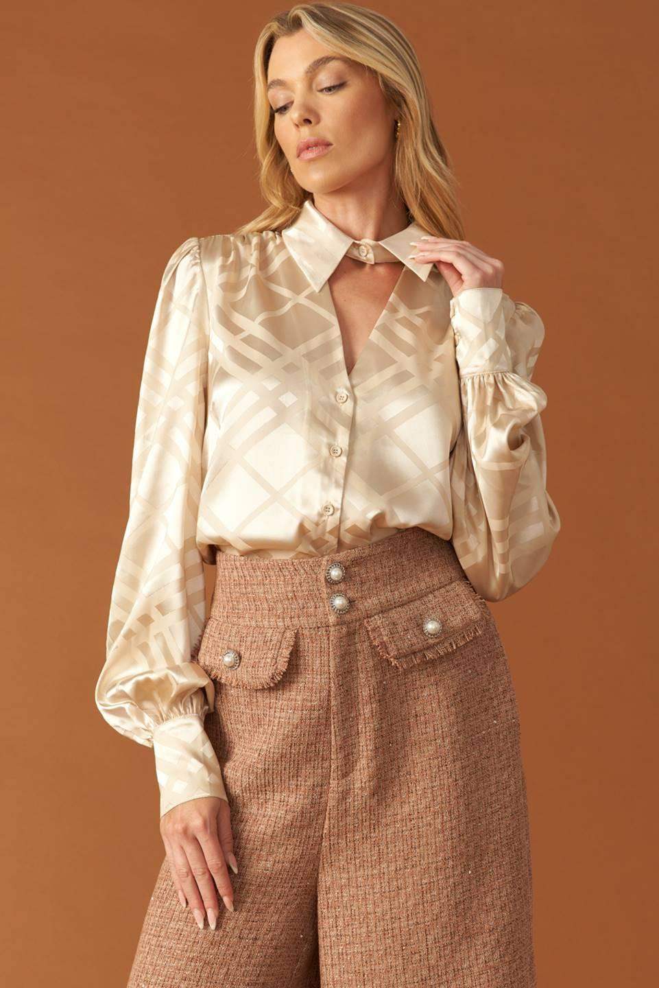 THE ART OF BALANCE WOVEN SATIN TOP - Flying Tomato - Flyclothing LLC