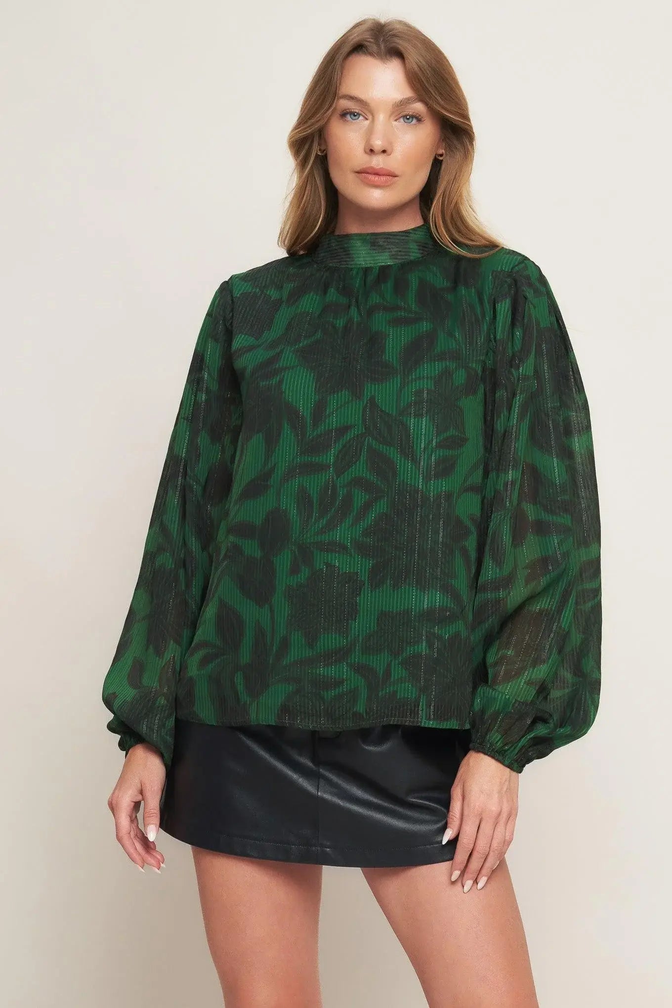 NOIR LEAF GREEN WOVEN TOP - Flying Tomato - Flyclothing LLC