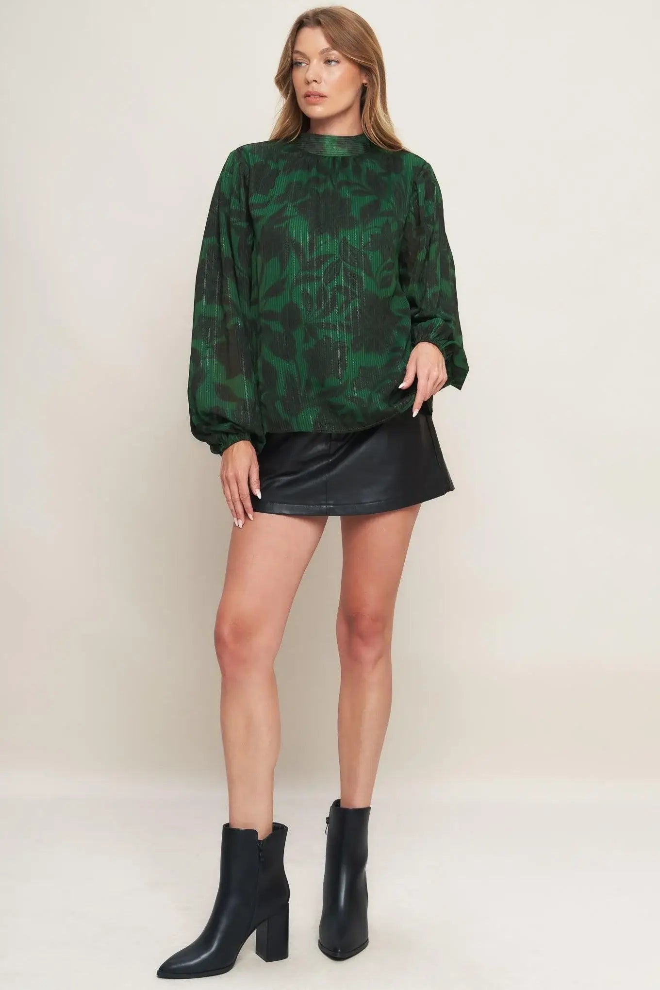 NOIR LEAF GREEN WOVEN TOP - Flying Tomato - Flyclothing LLC