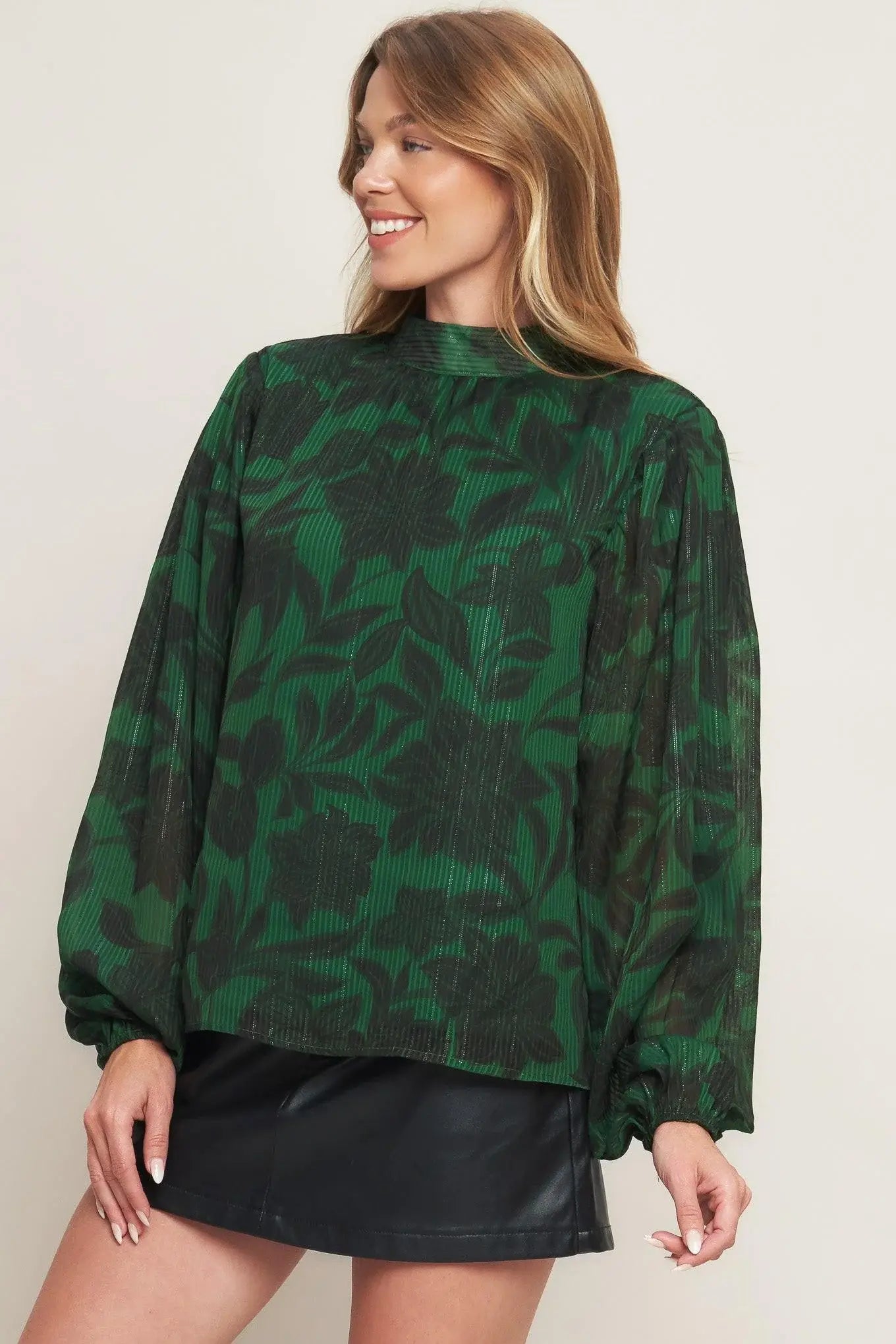 NOIR LEAF GREEN WOVEN TOP - Flying Tomato - Flyclothing LLC
