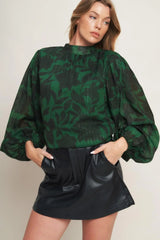 NOIR LEAF GREEN WOVEN TOP - Flying Tomato - Flyclothing LLC