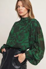NOIR LEAF GREEN WOVEN TOP - Flying Tomato - Flyclothing LLC