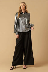 FLIRTY VIBES FOIL COATED TOP - Flying Tomato - Flyclothing LLC