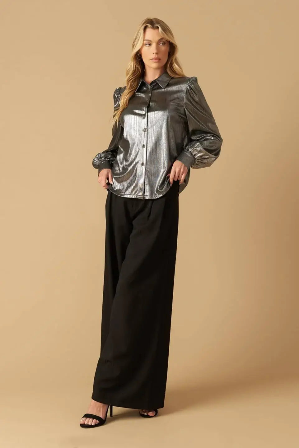 FLIRTY VIBES FOIL COATED TOP - Flying Tomato - Flyclothing LLC