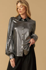 FLIRTY VIBES FOIL COATED TOP - Flying Tomato - Flyclothing LLC