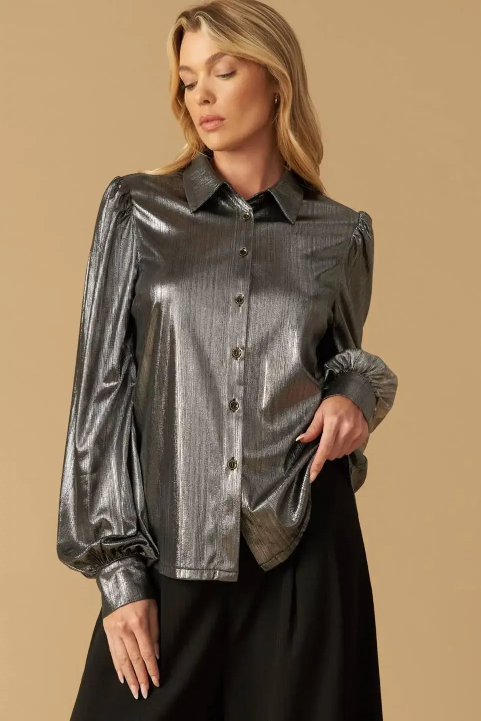 FLIRTY VIBES FOIL COATED TOP - Flying Tomato - Flyclothing LLC