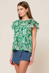 ROAMING AROUND GREEN WOVEN TOP - Flying Tomato - Flyclothing LLC