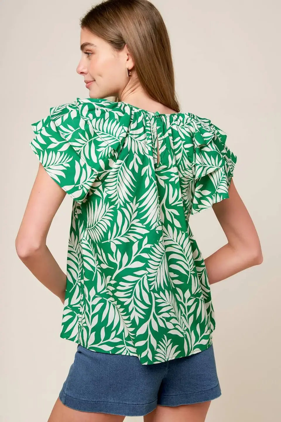 ROAMING AROUND GREEN WOVEN TOP - Flying Tomato - Flyclothing LLC