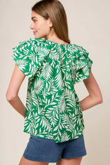 ROAMING AROUND GREEN WOVEN TOP - Flying Tomato - Flyclothing LLC