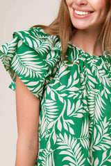 ROAMING AROUND GREEN WOVEN TOP - Flying Tomato - Flyclothing LLC