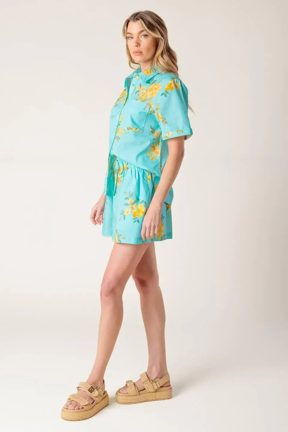 TREASURED TIMES WOVEN TOP AND SHORT SET - Flying Tomato - Flyclothing LLC