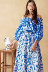 SUNSET SASHAY BLUE TOP AND SKIRT SET - Flying Tomato - Flyclothing LLC