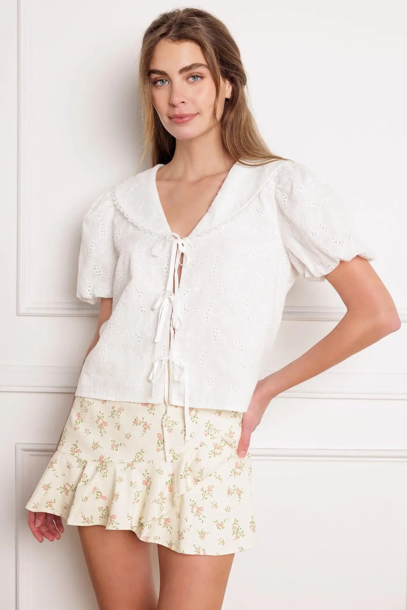 WHAT WILL BE EYELET WOVEN TOP - Flying Tomato - Flyclothing LLC
