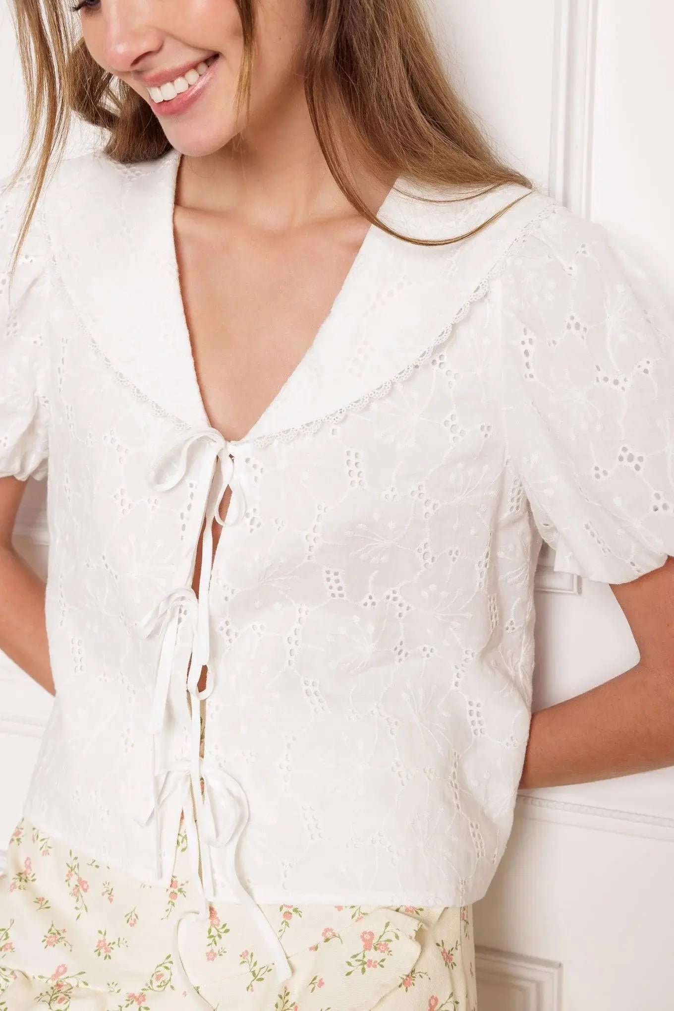 WHAT WILL BE EYELET WOVEN TOP - Flying Tomato - Flyclothing LLC